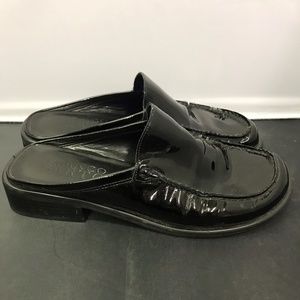 Franco Sarto Black Leather Clog Loafers Size 8